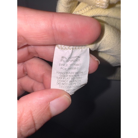 Popular 21 Womens Pale Yellow Ribbed Pointelle Short Sleeve Tee Shirt Small - Picture 4 of 4